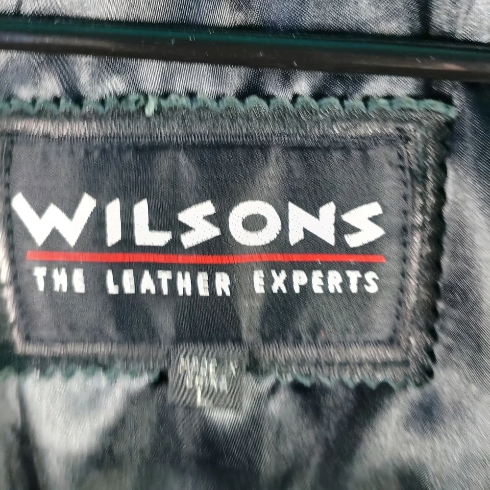 Wilsons Leather Blazer Jacket Men Large Black Notch Lapel Two Button Sport Coat